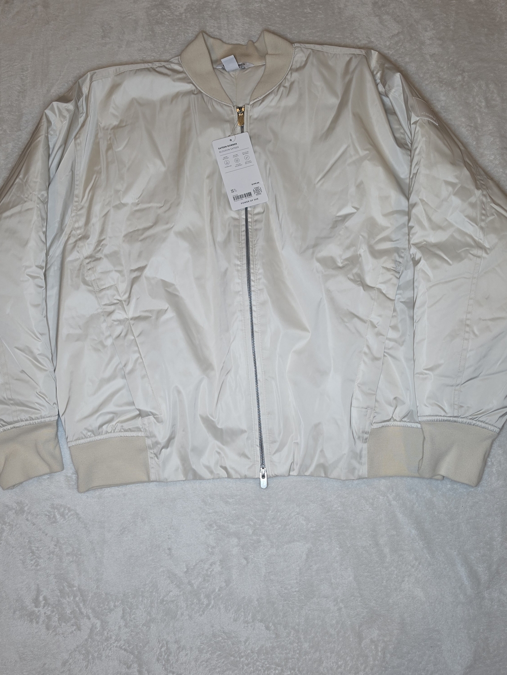 NWT Athleta Sateen Bomber Jacket Cream XL